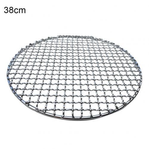 Grelha redonda de aço inoxidável para churrasco, rede para assar, malha não aderente, churrasco, assadeira, ar livre, acampamento, churrasqueira, ferramentas de cozinha: 38cm