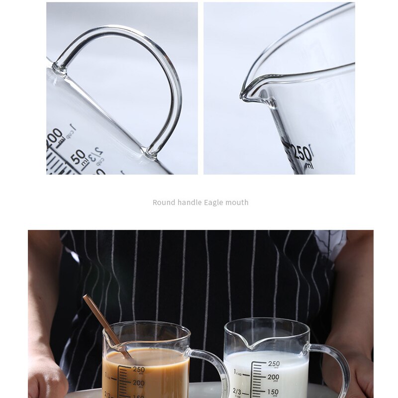 Heat-resistant Glass measuring cup jigger for espresso coffee Double-mouthed ounce cup Small big milk cup Coffee cup Latte cup