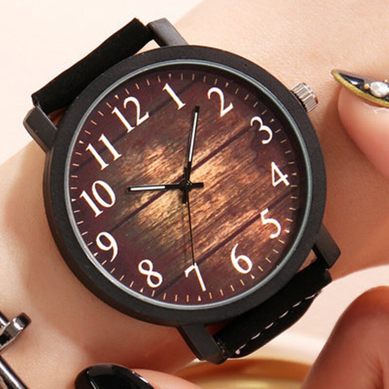 Armbandsur damklocka dam quartz armbandsur för kvinna stor urtavla kvinnlig timmar hodinky montre femme par: Brun