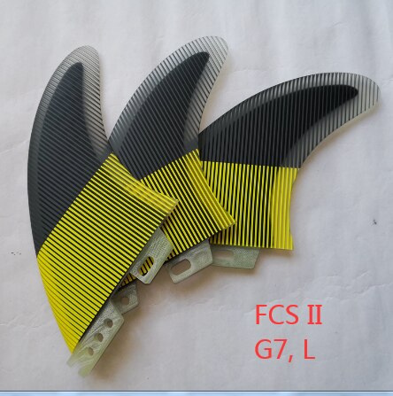 G7 G5 FCS II 2 Surfing Fins Tri Set Line yellow blue Surfboard Fin Surf Accessory M L: B L