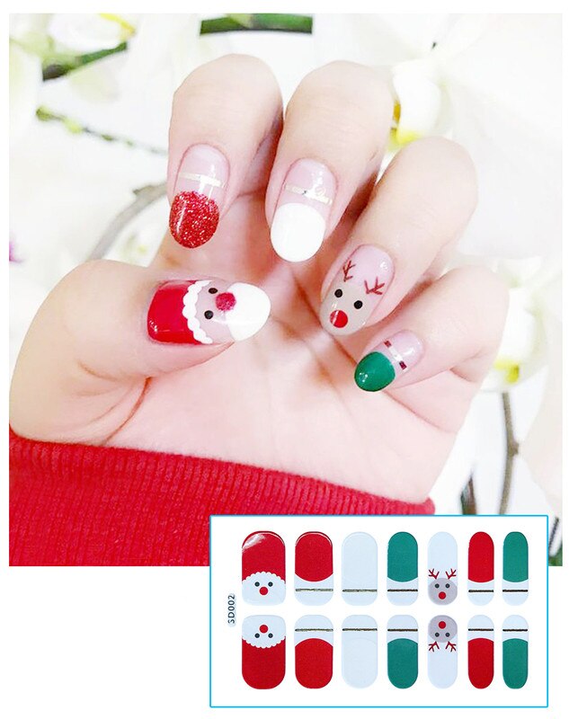Père noël Elk ongle autocollant noël ongles décor joyeux noël décor noël Navidad bonne année: 2