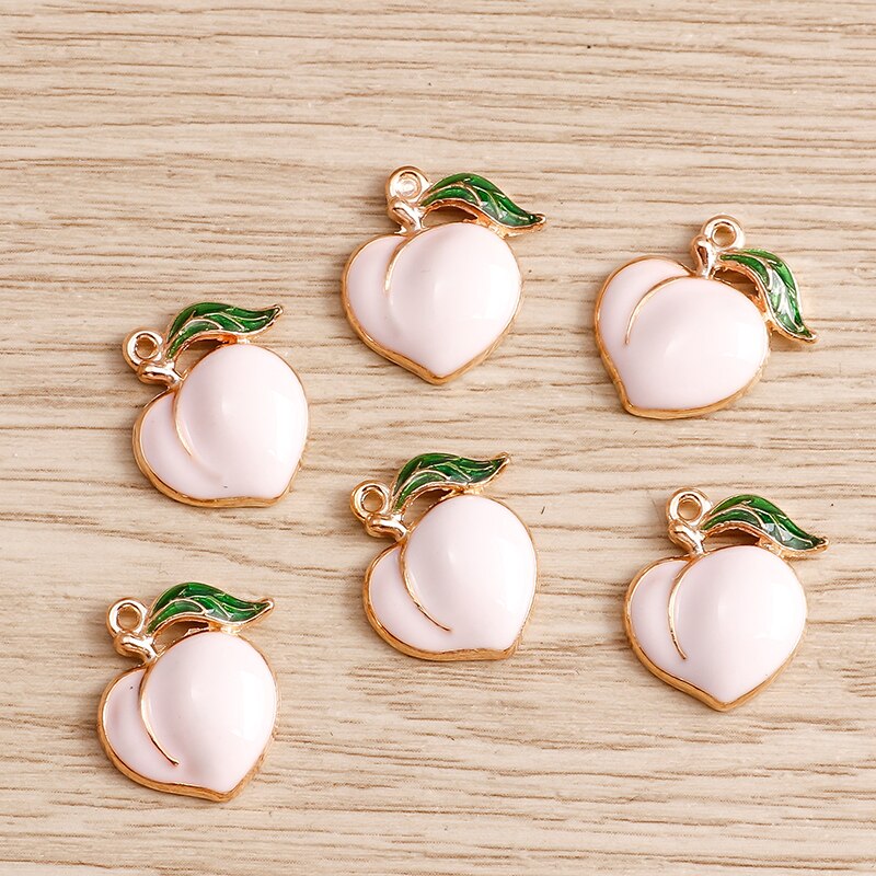 10 pçs/lote Esmalte Encantos para Brincos Pingentes Colares Fruta Morango Abacaxi Banana Laranja Encantos Artesanais Fazer Jóias