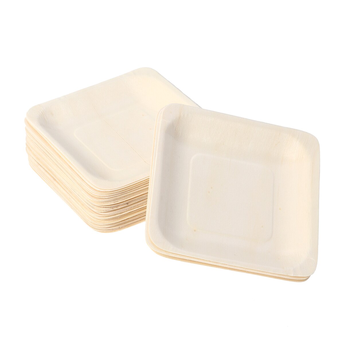 50 stücke Platz Einweg Holz Platte Party Platten Geschirr für Hochzeit Restaurant Picknick Geburtstag 140x140mm