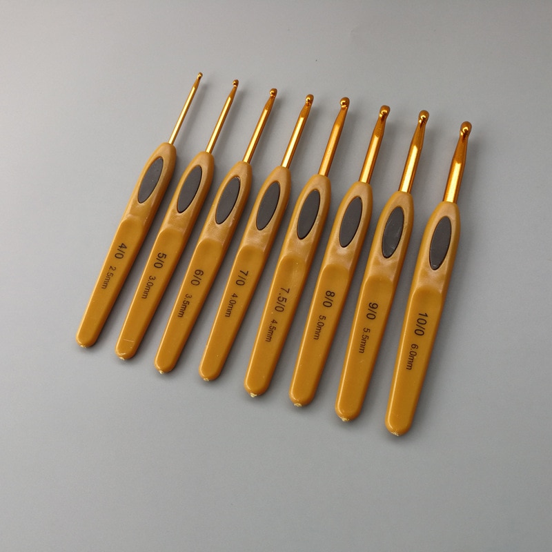 8 st/set hantverksnål stickgarn enkelvirkad silikonvirkad ergonomisk mjuk aluminium