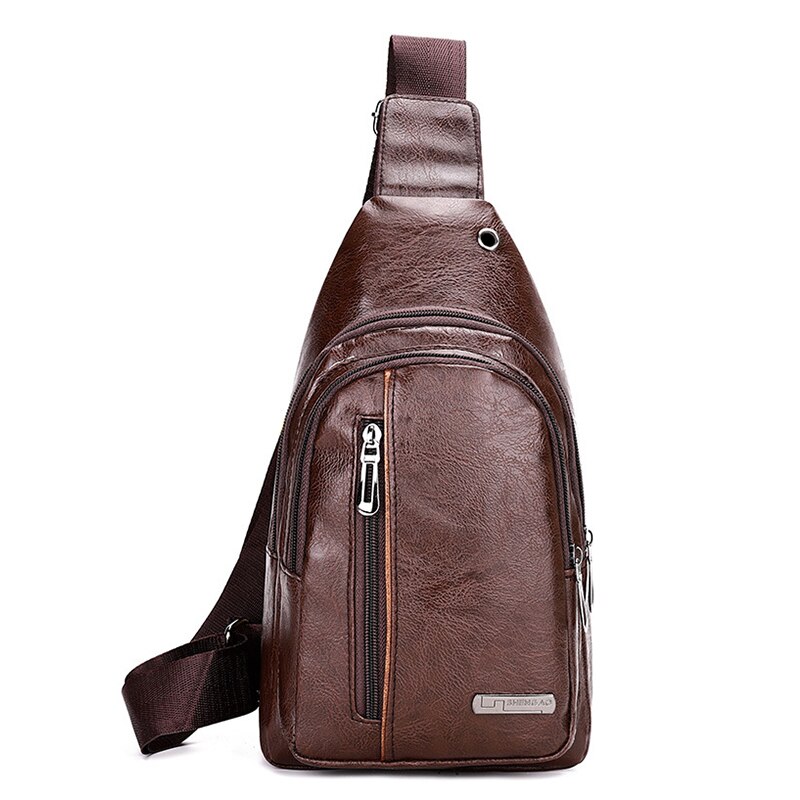 waterproof Male Chest bag Leather Crossbody Bags High Capacity Chest Bag Travel Shoulder Pack For Men Bolsos: Style B-2