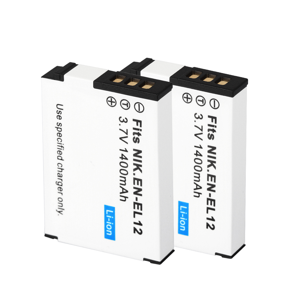 Batería EN-EL12 EN EL12 de 1400mAh para Nikon CoolPix S610 S610c S620 S630 S710 S1000pj P300 P310 P330 S6200 S6300 ENEL12: Negro