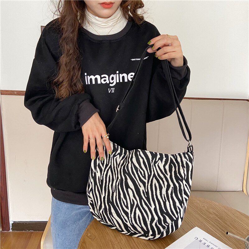Vrouwen Crossbody Tas Zebra Patroon Schouder Handtas Grote Sling Zakken Vrouwelijke Mode Enkele Schouder Handtassen Zwart Wit Tote