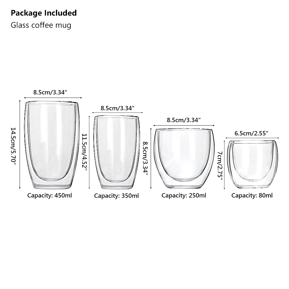 Mini Transparent Double Wall Glass Mug keep and cold Wine Glass Coffee Mug Tea Latte cappuccino Coffee Cup Taza Gato copo