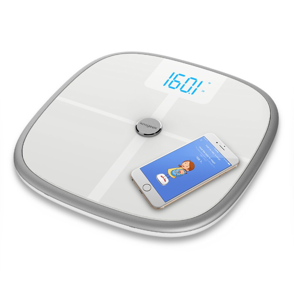 Smart Health Scale Bluetooth WiFi Sync Measures BMI BMR Visceral Fat Weight Body Fat Water 150kg Weight Capacity Weighing Scales