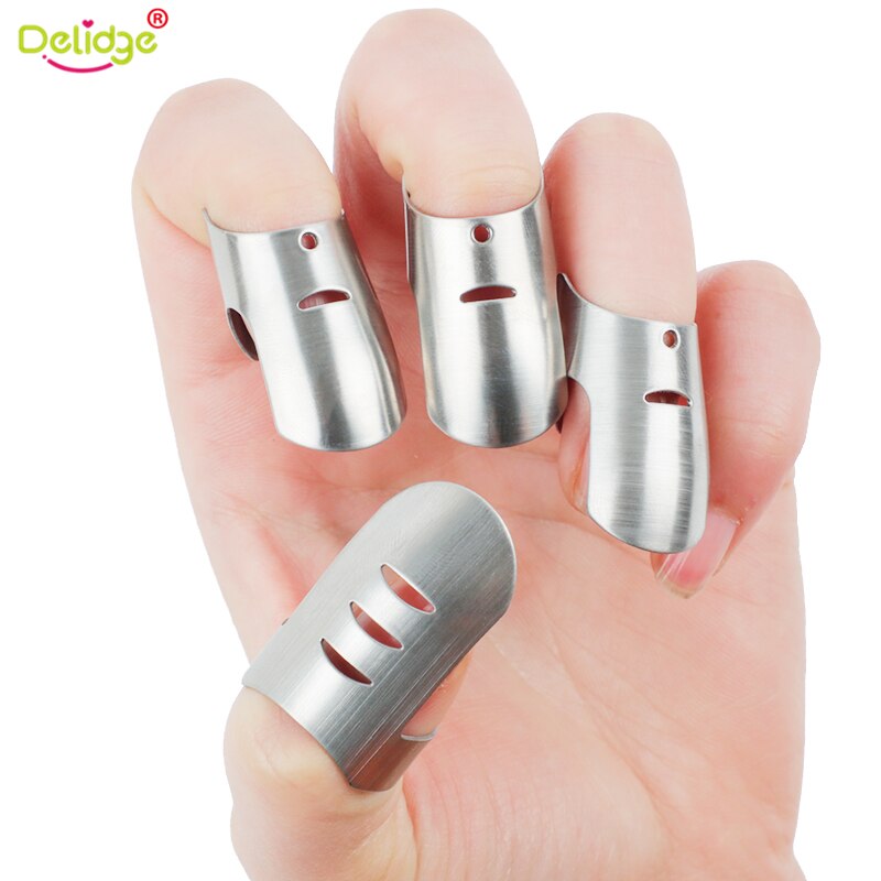 Delidge 4 stks/set Vinger Protector Rvs Verstelbare Hand Guard Gehakte Slice Veilig Koken Tool Vinger Bescherming Tool