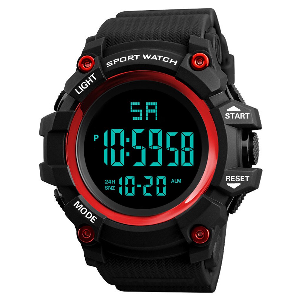 Honhx Sport Heren Digitale Horloge Led Horloge Datum Mannen Outdoor Elektronische Horloge Casual Sport Led Horloges Relogio Digitale: Rood