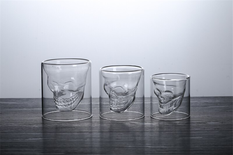 6 stk 25ml skudd glass cocktail øl hodeskalle glass whisky hodeskalle hode vodka skudd glass drikkevare til hjemmekontor barware