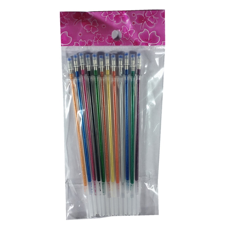 12Pcs/Set Gel Pen Colors Refill Office Highlight Pen Refill Colours Ink School Stationery Writing Tool School Supplies