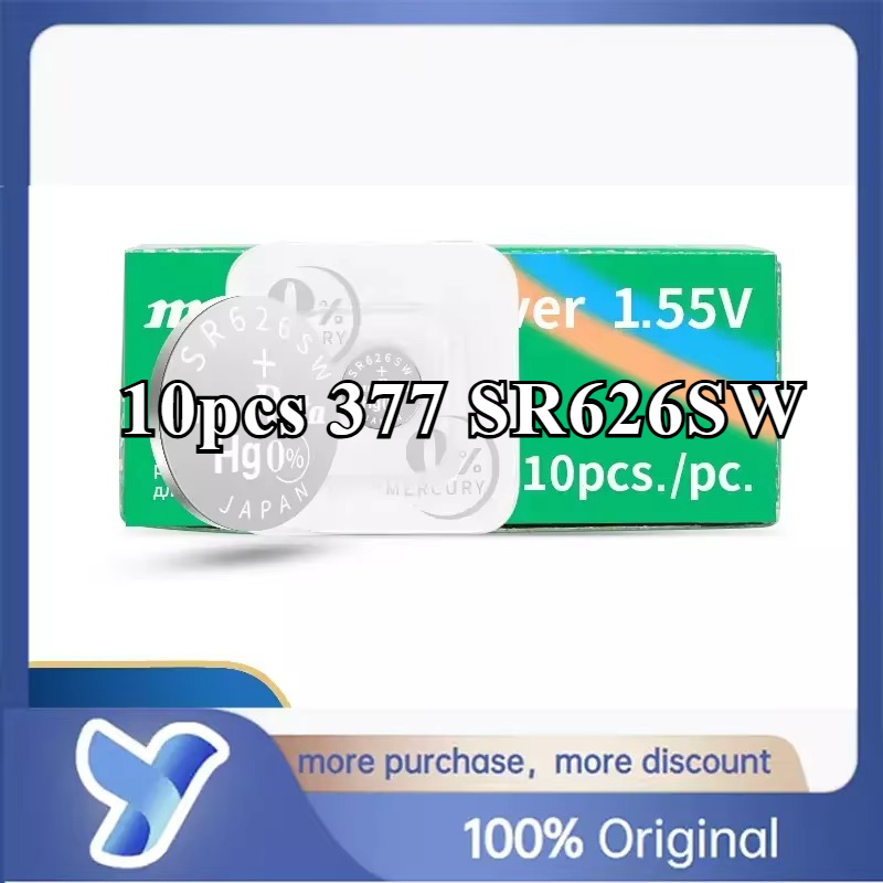 10pcs 377 364 371 321 394 395 317 335 362 SR516SW SR616SW SR716SW SR916SW SR626SW SR621SW SR920SW 1.55V Murata Battery Capacitor: Green Jade