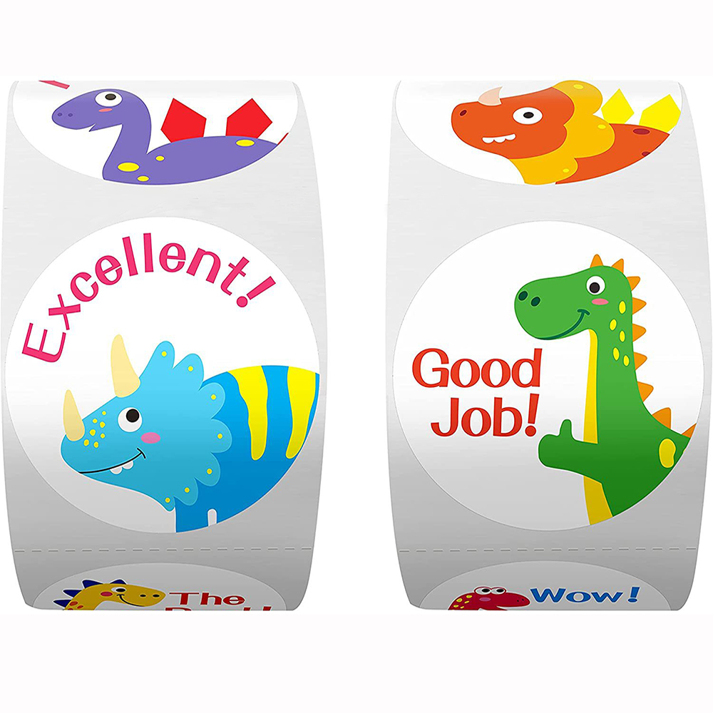 50-500 Stuks Ronde Dinosaurus Dier Kinderen Beloning Sticker Leuke Speelgoed Tags Decoratie Afdichting Label Briefpapier Levert Stickers