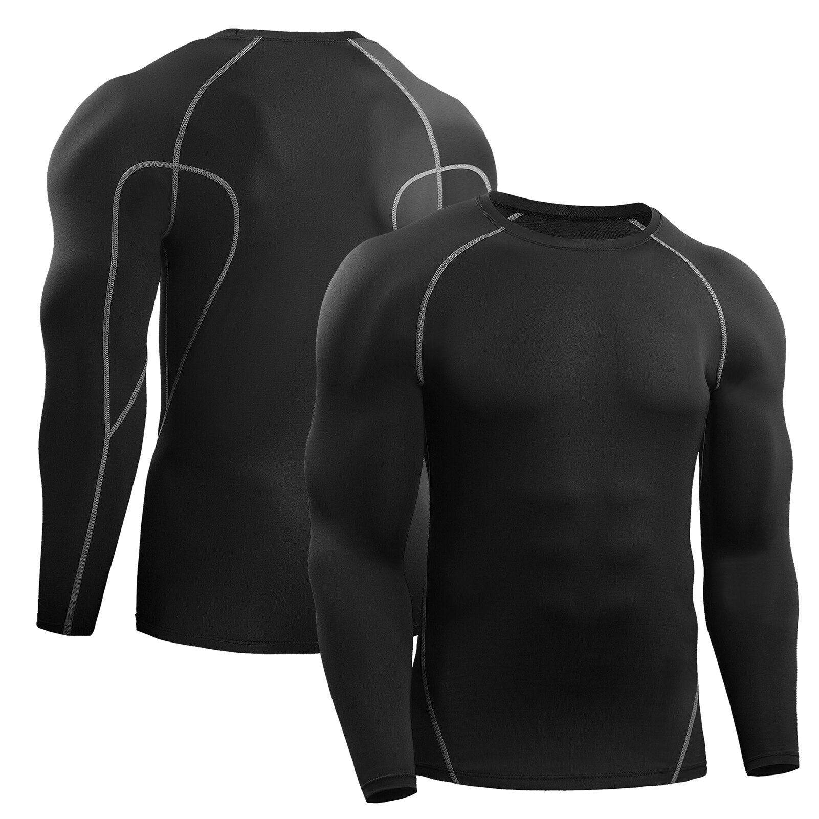 3PCS Men Compression Shirts Elastic Quick Dry Base Layer O-Neck Long Sleeve Sport T-Shirt Tops Workout Fitness sportshirt XXXL