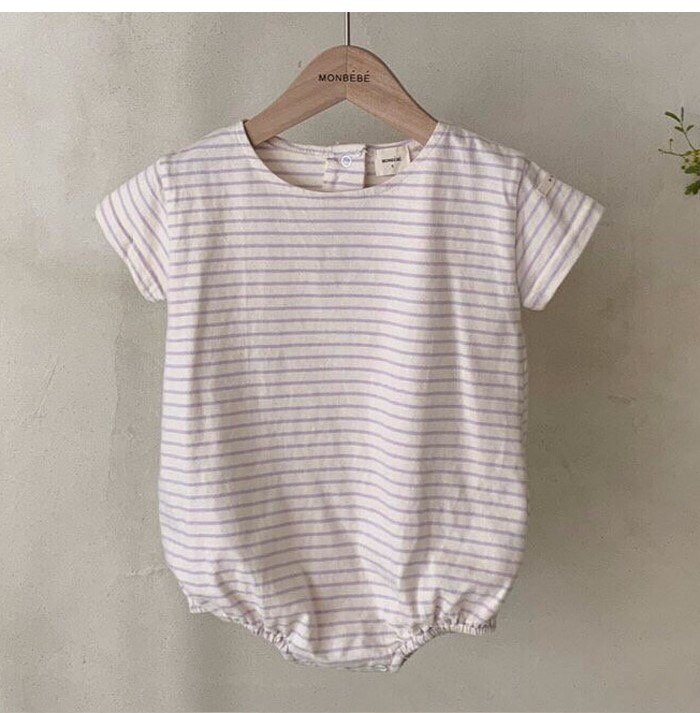 Baby Meisjes Kleding Korte Mouw Baby Bodysuit Baby Meisje Zomer Outfits Katoen Gestreepte Jumpsuit Baby Jongens Bodysuits: 7673purple / 24M
