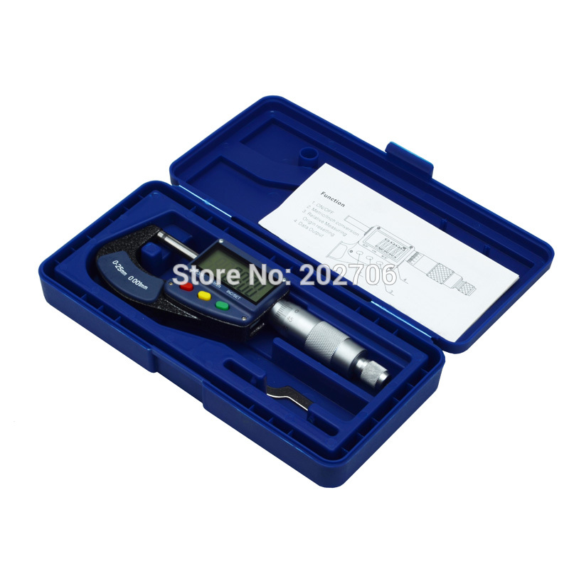 Micrómetro digital electrónico de 0-25mm, 0.001mm, pantalla Super LCD, medidor de espesor