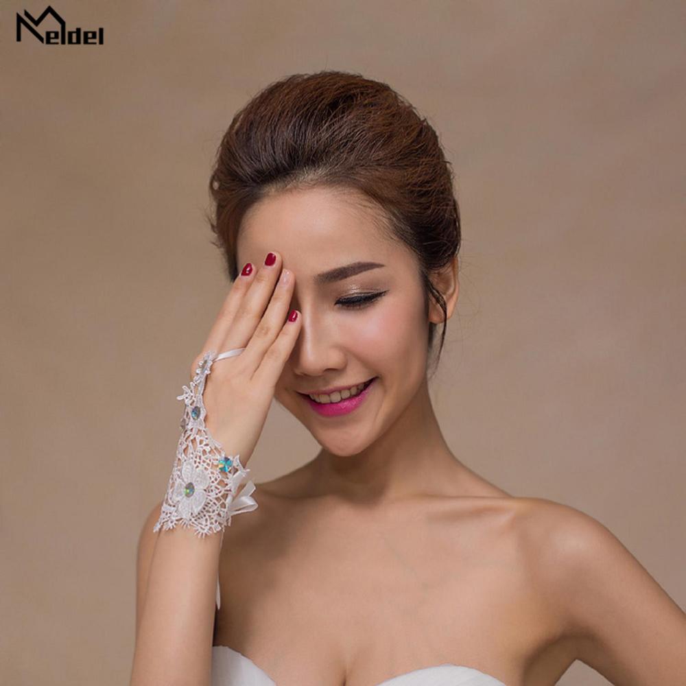 Guantes Blancos cortos de cristal de para boda, guantes nupciales elegantes
