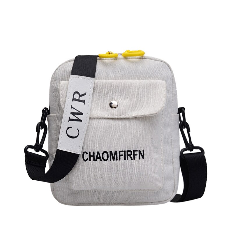 Canvas Women Bags Solid Color Casual Shoulder Bag Handbag Outdoor Bag Zipper Messenger Bag Main Women: White