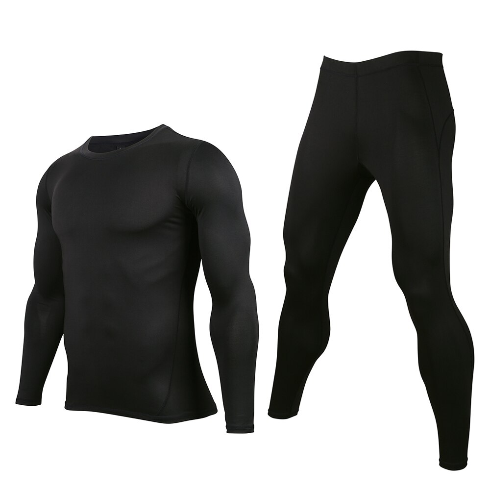 Motorcycle Base Layer Underwear Set Quick-Drying Men&#39;s Sweat Motocross Clothes Tight Long Shirt &amp; Pants Sets Tops Bottom Suit: L