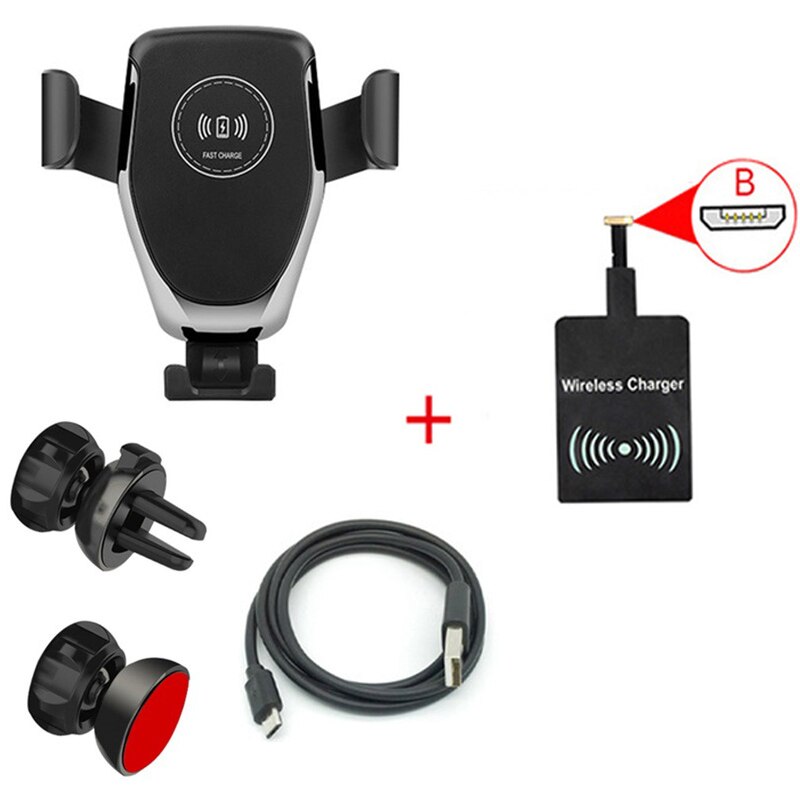 Drahtlose Auto Ladegerät Schwerkraft 10w Schnelle Wirless Ladegerät für Samsung S10 S9 S8 Plus A70 A50 Iphone 11 8 Plus Draadloze Auto Oplader: mit USB B receiver