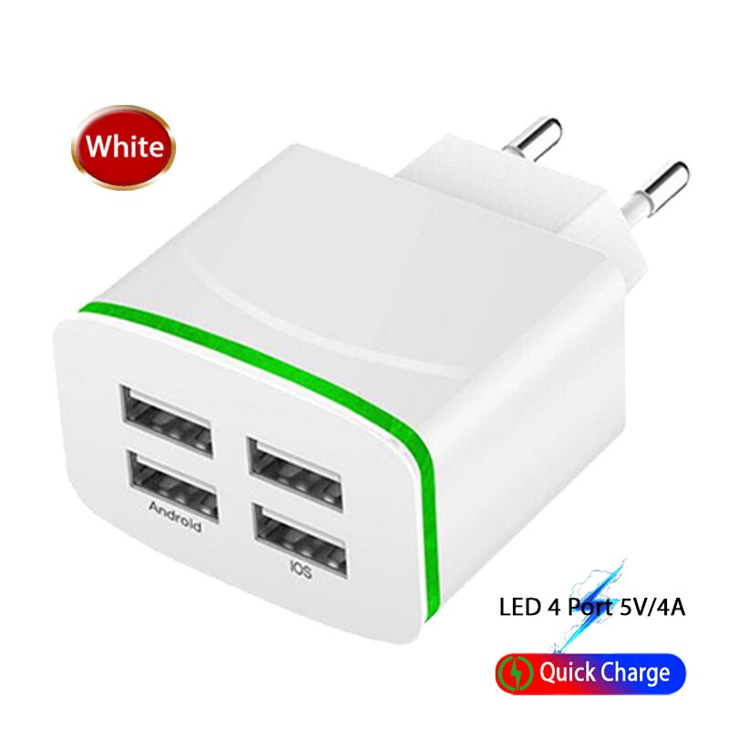 Desktop di 4 Porte USB del Caricatore per il iPhone iPad Xiaomi Samung HA CONDOTTO LA Luce Spina di UE 5V 4A Adattatore Da Parete Mobile universale del telefono di Ricarica: White 4USB