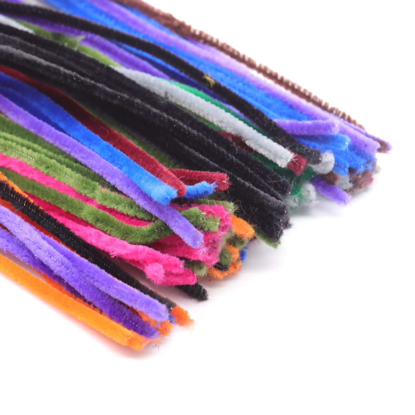 100 stuks handgemaakte gekleurde wollen worteltop draaiende staaf handmatige pluizige staaf ijzerdraad pluche doe-het-zelf speelgoed babydecoraties
