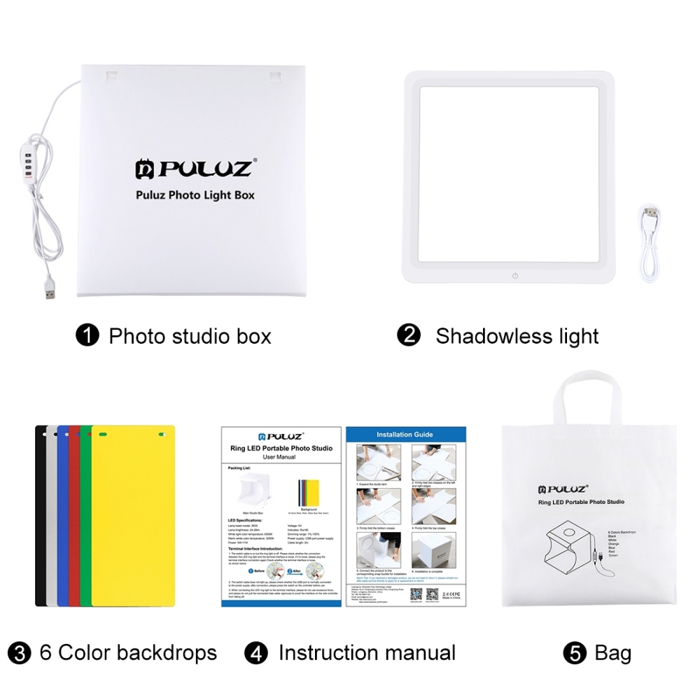 Puluz 30cm faltbare tragbare Ring Licht Foto Beleuchtung Studio Schießen Zelt Kasten Bausatz 6 Farben Hintergrund Foto dimmbare Licht Kasten: schwarz