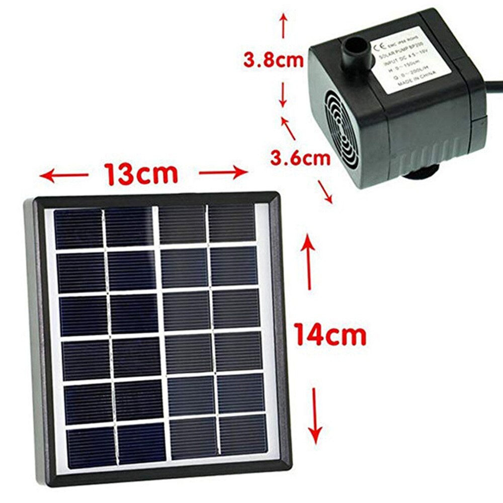 200L/H Fontein Pomp Zonne-energie Fontein Tuin Vijver Dompelpomp Zwembad Outdoor Solar Tuin Watering Kits 12V/5W