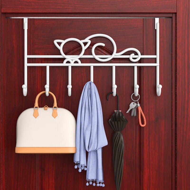 7-Hook over door hanger Iron Art Bag Clothes Key Scarf Hanging Holder Bathroom Kitchen Home Back Door organizer