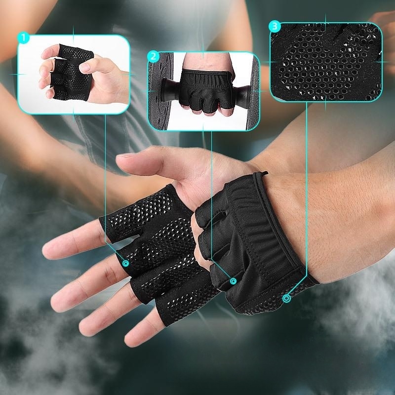 Novo 3 cores ginásio de fitness metade dedo luvas das mulheres dos homens para crossfit treino luva levantamento de peso musculação protetor de mão