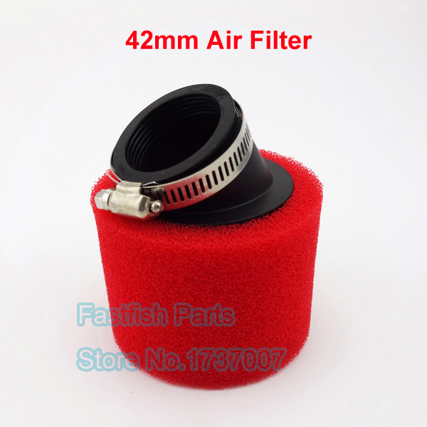 42mm Red Air Filter Foam Angled Dual Foam Pod For 125cc 140cc Pitmotard ATV Quads Pit Dirt Bike Moped Scooter Motorcycles