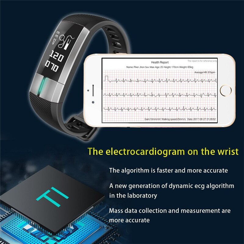 Sport Watch PPG +ECG Heart Rate Monitor Smart Wristbands Blood Pressure Sleep Monitor Fitness Smart BraceletPedometer