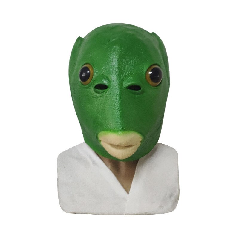 Grøn fisk havfrue hoved monster tiktok grøn frø usmageligt grønt fiskehoved trunking lyd grønt hoved maske alien sand skulptur