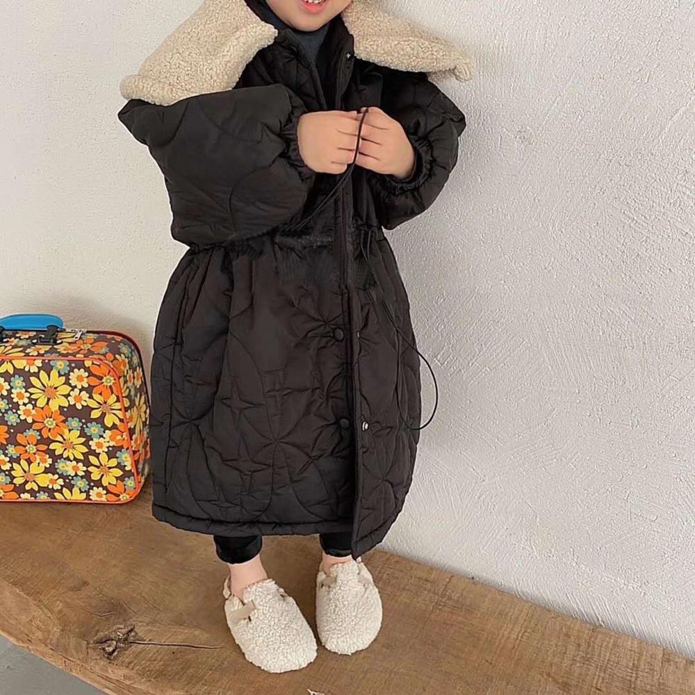 Manteau Long épais en coton rembourré de Style coréen pour bébés filles, pardessus de couleur unie, vêtements d&#39;extérieur chauds de princesse pour enfants, hiver