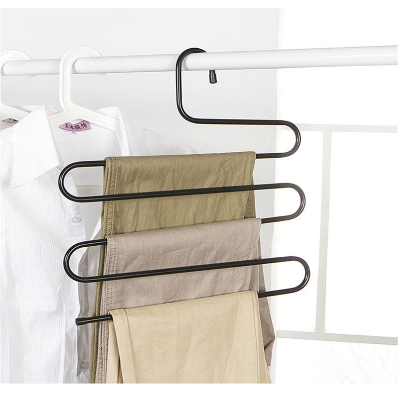 3D Space Saving Hanger Magic Clothes Hanger Multi-Layer Magic Non-Slip S-Type Pants Clip Hanger Multi-Function Wardrobe Storage