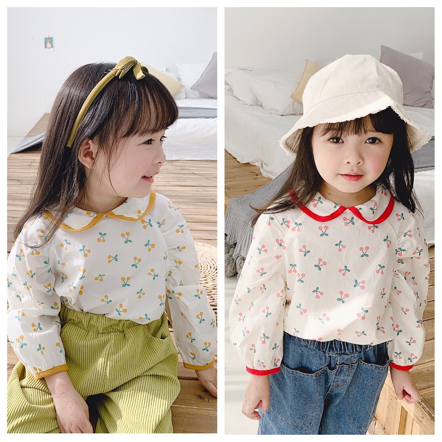 Blouse en coton pour filles | Nouveauté, printemps , manches longues, chemise pour enfants, imprimé cerise, chemise Dool, vêtements enfants hauts 1-6T