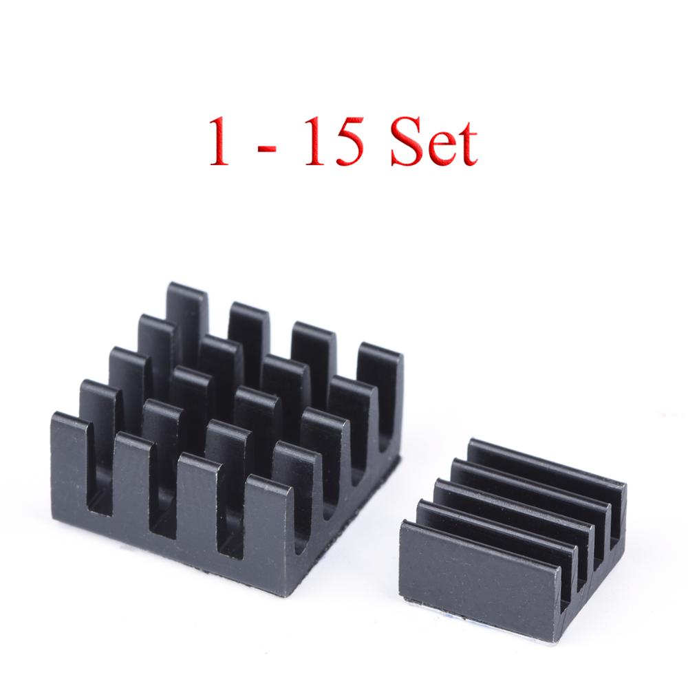 1 - 15 Set Aluminium Koellichaam Koeling Sink Computer Cooler Pads 2 Stuks Kit Radiator Voor Raspberry Pi Zwart