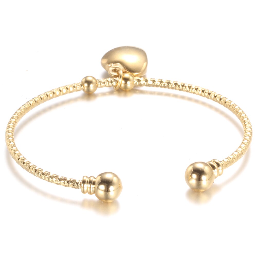 gold Color Stainless Steel heart Bracelet Bangle Initial Charms Bracelets For Women
