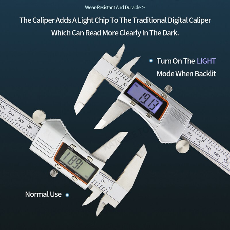 Light Digital Caliper Electronic Micrometer Ruler Digital Vernier Calipers Stainless Steel Digital Pachymeter Measuring Tools
