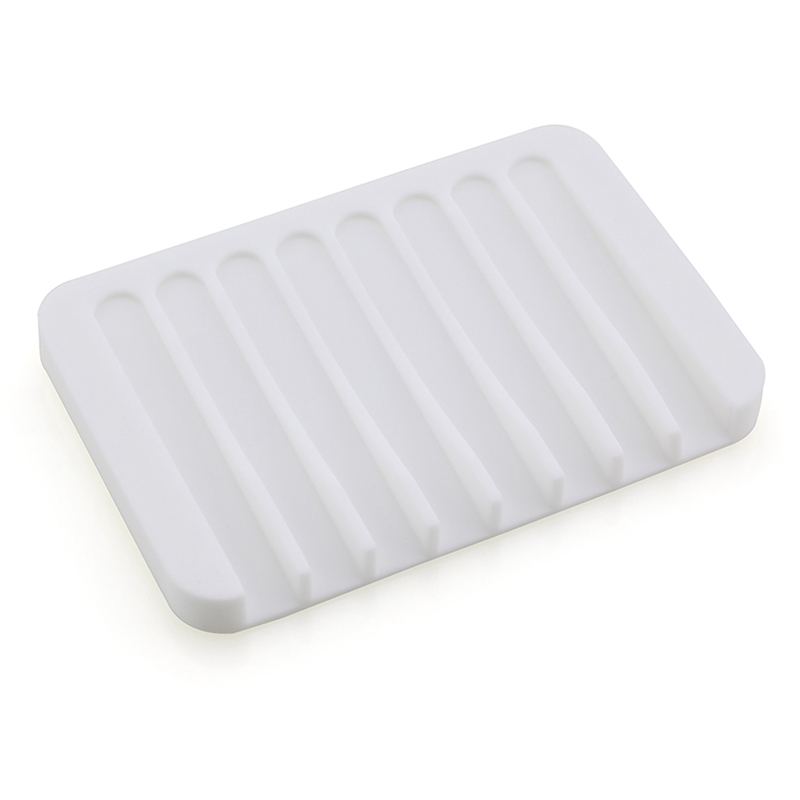 13 farver silikone fleksibel sæbeskål plade badeværelse sæbeholder sæbeboks: Hvid