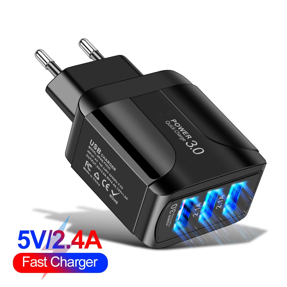 EU/US Plug USB Quick Charge 3.0 Fast Charging Universal Wall Mobile Phone Chargers For iphone11 Samsung Huawei Dual-port Charger