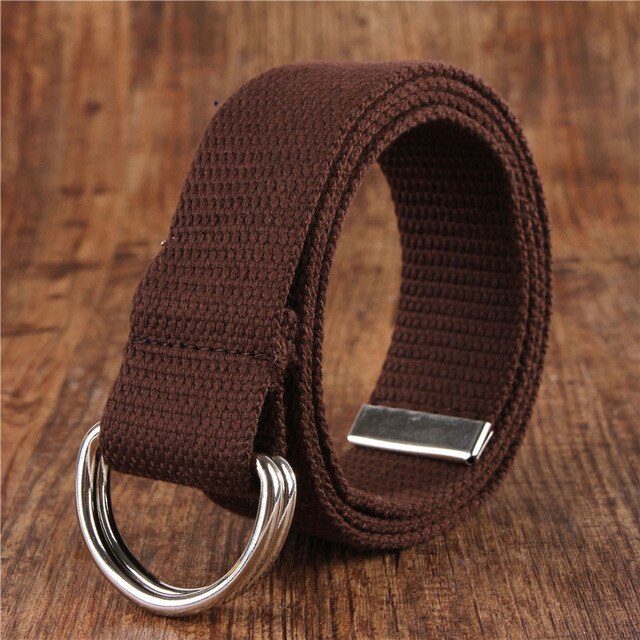 Beste Ybt Unisex Riem Canvas Legering Dubbele Ring Gesp Riem Verstelbare Outdoor Casual Multicolor Vrouwen En Mannen Riem: P Coffee