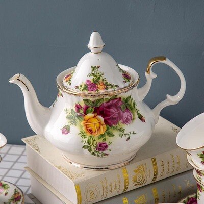Juego de café de hueso inglés de china, juego de té de la tarde, taza de café antigua Rosa europea, plato, de cumpleaños de boda