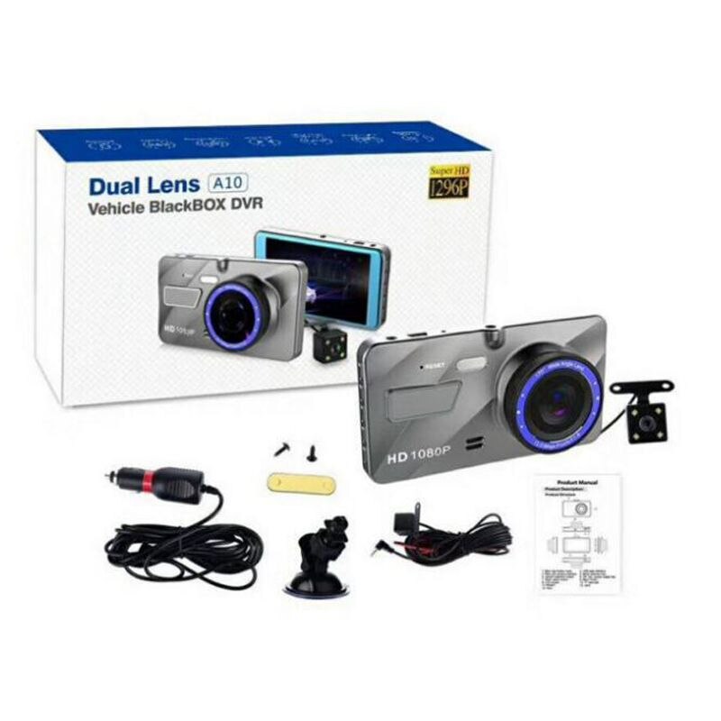 Nueva Cámara DVR para coche de 4 pulgadas, Full HD 1080P, grabadora de vídeo de doble lente, Monitor de aparcamiento, cámara de visión trasera, detección de movimiento automática