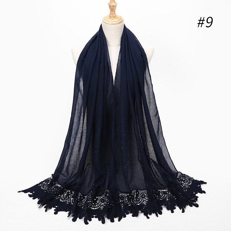frauen schlicht baumwolle spitze schal Kopf hijab wickeln feste abdeckung-hoch schals foulard femme kopftuch Muslim hijabs stola: 9