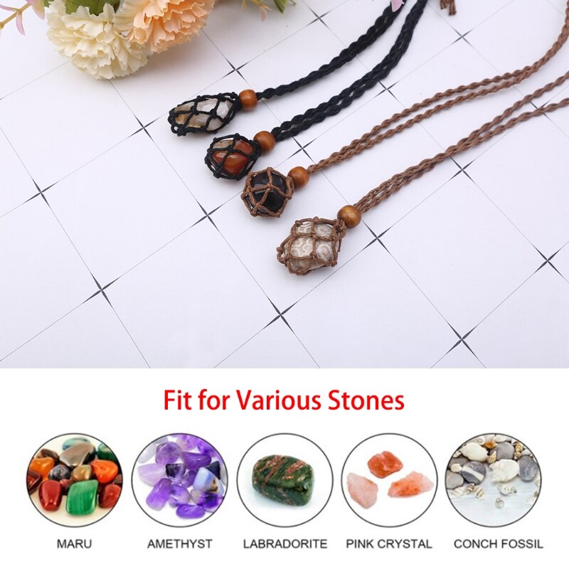 Necklace Cord Empty Stone Holder Raw Stone Replacement Net Bag Adjustable Length DIY Necklace Jewelry Making Accessories