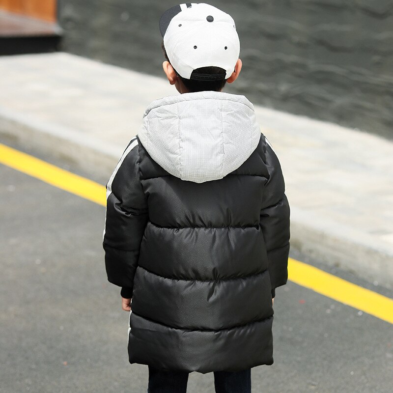 Jongens Jas Kinderen Katoenen Kleding Winter Dikke Grote Kinderen Warm Hooded Jongens Down Jas Kids Snowsuits Winter Patchwork