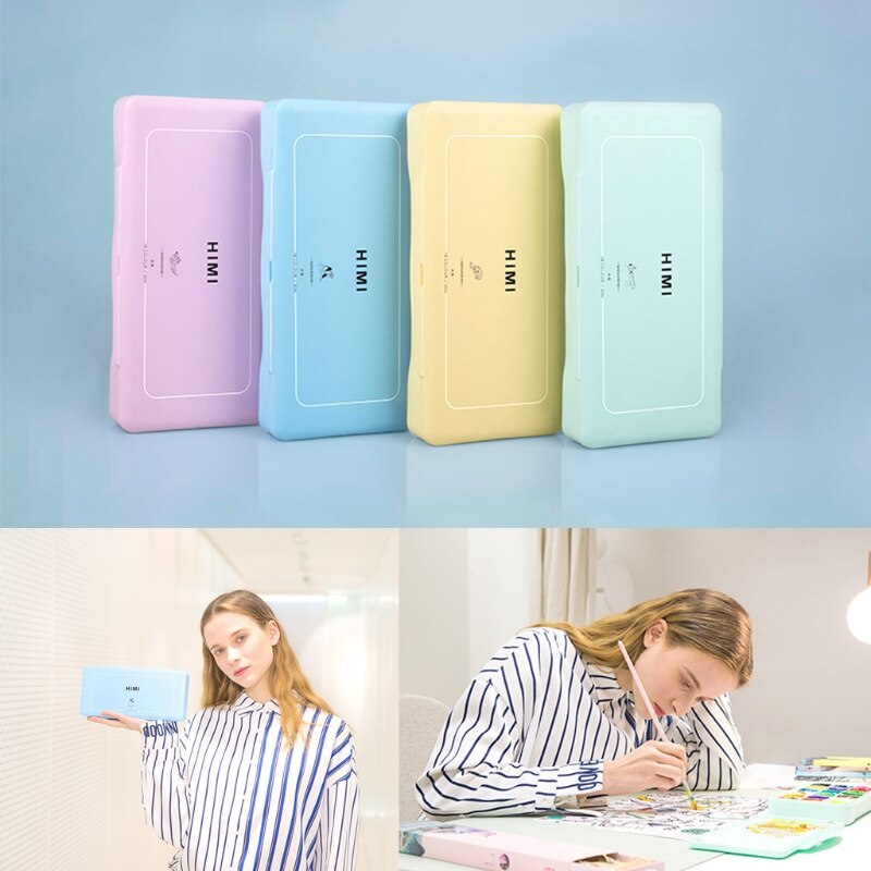 Gouache – ensemble de peinture 18 couleurs vives, Non toxique, avec étui Portable, Palette de Pigments, papeterie artistique scolaire